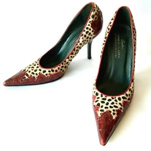 Donald J Pliner Leopard Calf hide pointed toe